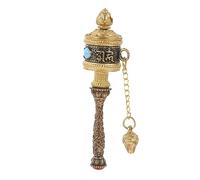 Warmhm Hand Cranked Copper Prayer Wheel Unique Tibetan Religious Adornment Durable Meditation Decor for Home Office Smooth Silent Rotation for Spiritual Practice Buddhism Believers