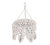 Warmhm Handwoven Boho Hanging Lampshade with Soft Lighting Effect, Cotton Rope and Metal Material, Rustic Farmhouse Style, Suitable for Bathroom and Table Lamp Decoration, 26x15x13cm