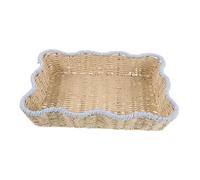 Warmhm Handwoven Paper Rope Storage Basket Shallow Decorative Tray for Kitchen Pantry and Living Room Sturdy Handmade Organizer for Snacks and Small Items
