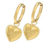 Warmhm Heart Shape Drop Earrings Valentine's Day Stainless Steel Woman Jewelry Eye Pattern Earring Dangle for Everyday Wear Special Occasions