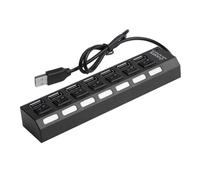 Warmhm Hub Metal Plastic Construction Black with High-speed Data Transfer 7-port USB 2.0 and Ergonomic Design Multiport USB Charger Suitable for Laptop and Desktop Use