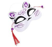 Warmhm Japanese Half Face for Decoration Japanese Style Mysterious Fox Shape Plastic Tassel Comfortable Lightweight Suitable for Nightclubs and Weddings 7.66x6.29x1.18in
