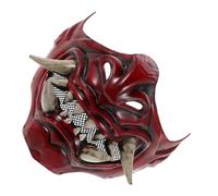 Warmhm Japanese Samurai Devil Mask Red Half Face Cosplay Mask Lightweight Breathable Fit for Halloween Carnival Masquerade Party Costume Props