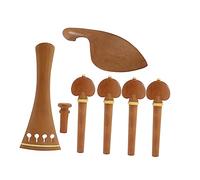 Warmhm Jujube Wood 4/4 Violin Tailpiece Chinrest Peg Endpin Kit for DIY Violin Repair - Strong Well-Polished Spare Parts with Concise Classic Design