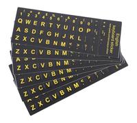 Warmhm Keyboard Stickers 6 Pcs English Keyboard Letter Stickers Black Yellow Matte PVC Qwerty Decals for Laptop Computer Keys