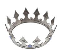 Warmhm King Crown for Men Black Acrylic Crystal Tiaras Medieval Headband for Halloween Birthday Prom Cosplay Events Durable Metal Comfortable Fit European Design