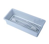 Warmhm Kitchen Storage Case with Cover Blue Chopsticks and Spoon Holder Compact Drainage Rack for Kitchen Sink and Narrow Spaces Dustproof Cutlery Organizer for Forks and Utensils