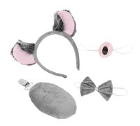 Warmhm Koala Bear Costume 4pcs Animal Ears Headband Set with Bow Tie, Tail, and Nose for Cosplay Party, Halloween, Festival Dress Up Accessories