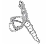 Warmhm Large Silver Metal Hair Claw Clip for Women with Strong Grip and Elegant Temperament, Creative Alloy Claw Clip that Holds Hairstyle Securely and Won't Hurt Hair, for Work