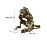 Warmhm Lifelike Miniature Brass Monkey Statue Decorative Ornament for Desktop Vintage Tiny Monkey Sculpture Figurine Home Office Decor Stable Craft with Delicate Details