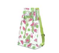Warmhm Light Green PVC Drawstring Bag with Watermelon Print | Quick View Contents, Easy Access, for Makeup and Keys, Beach Outings and Sports