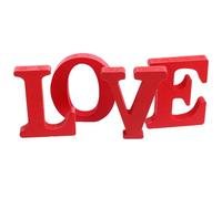 Warmhm Love Letters Wooden Block 4Pcs Red Romantic Decoration for Wedding Anniversary Valentine's Day Desktop Ornament Home Bedroom
