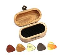 Warmhm Luxury Walnut Wood Guitar Pick Case Guitar Picks Holder Secure Storage for Acoustic Electric and Bass