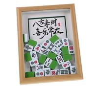 Warmhm Mahjong Tile Art Frame Wooden Shadow Box DIY Decorative Photo Display Holder for Home Office Living Room Solid Build Craft Decor Gift with Cultural Significance