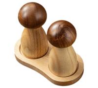 Warmhm Manual Pepper Mushroom Design Wooden Salt and Pepper Grinding Tool for Kitchen Seasoning Bottle
