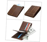 Warmhm Men's Leather Wallet RFID Blocking Brown Mad Horse Leather Casual Man Wallet