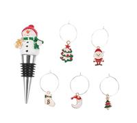 Warmhm Metal Wine Bottle Stopper with Snowman Xmas Charms Resealable Resin and Metal Wine Bottle Sealer Elegant Party Accessory for Home Bars Clubs