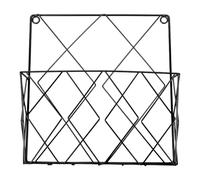 Warmhm Metal Wire Wall Mounted Magazine Holder, Wall Hanging Organizer holder for Files, Newspapers, Magazines for Office, Home Organization (Black, 10.41X10.02X2.75in)