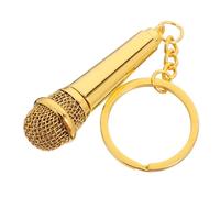 Warmhm Microphone Keychain Pendant Gold Simulation Mic Keyring for Music Lovers DIY Accessory Portable Bag Charm Creative Key Chain for Musicians