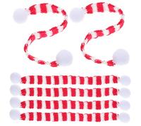 Warmhm Mini Christmas Scarf Wine Bottle Cover Bottle Scarf 6pcs Red and White Knitted Cloth 2 * 30cm Bear Doll Wine Decorations for Christmas Dining Room Decor