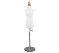 Warmhm Mini Sewing Mannequin Patternmaking Teaching Sessions Miniature Dummy 1/4 Scale White Wooden Stainless Steel Cloth , Pin Insert , for Fashion Students and Designers