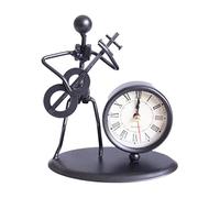 Warmhm Music Iron Figurine Metal Crafts Clock Creative Watch Pendulum for Home Decor Music Band Clock Guitar Themed Gifts for Men