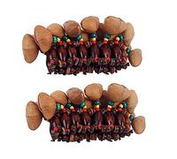 Warmhm Nut Shell Handbells 2pcs African Tribal Style Wrist Bell Bracelets Wooden and Coconut Shell Material for Children, Easy to Use for Dance Party and Drum Accompaniment