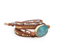 Warmhm Ocean Stone Bracelet Bohemia Style Natural Stone Weaving Jewelry for Woman Lady Lover Female