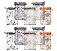 Warmhm Organza Drawstring Bags Random Color Halloween Themed Spider Web 100pcs Small Gift Pouches for Candy and Chocolate Storage Sturdy and Easy to Handle for Halloween Festive