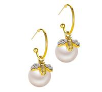 Warmhm Pearl Bee Shaped Earrings for Women Creative Alloy Eardrops with Chic Honeycomb Design Lightweight Fashion Ear Pendants Elegant Choice Golden Finish