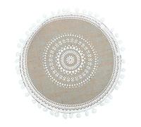 Warmhm Placemat Protective Teacup Potholder Lovely Bohemian Woven Flax White with Manual Precision Weaving Table Setting Dining Mat for Home Decoration