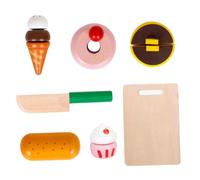 Warmhm Playset Toy Boys and Girls Ice Cream Playset Cutting Dessert Set Wooden Toys Educational