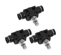 Warmhm Pneumatic Flow Control Valve, Pipe Throttle Valve, PVC Plastic Inline Speed Controller for Pu Tube and Compressor, Black, 3pcs, Industrial Automation