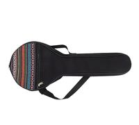 Warmhm Portable and Cotton Cushion Black Banjo Case with Comfortable Inner Lining Featuring Shoulder Strap for Easy Carrying Ethnic Style Design for 4-string Banjo