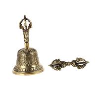 Warmhm Portable Copper Buddha Bell for Meditation Ancestral Hall Hand Shaking Bell for Buddhism Supplies Lightweight Easy to Hold Traditional Design for Outdoor Use