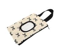 Warmhm Portable Wipe Holder with Cute Ribbon Bow Moisture Retaining Wet Tissue Dispenser for Strollers and Diaper Bags Compact Reusable Wet Wipes Case for Travel and Everyday Use