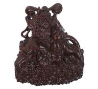 Warmhm Premium Ebony Cai Shen Fortune Statue with Tiger Coin Mountain Feng Shui Prosperity Decor for Business Success and Wealth Enhancement Chinese Year Desk Ornament