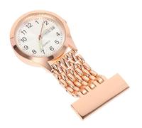 Warmhm Premium Rose Gold Nurse Clip Watch with Dual Calendar Luminous Dial Durable Hanging Design Convenient Upside Down Reading Badge Fob Timepiece for Healthcare Professionals