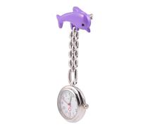 Warmhm Purple Luminous Hanging Pocket Watch Zinc Alloy Dolphin Design | Fashion Creative Decor Use, Single Piece, Nurse Chest Watch Format, People Target Group