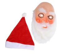 Warmhm Realistic Santa Claus Mask with Beard and Red Hat Latex Full Face Holiday Party Costume Prop for Adults for Christmas Halloween and Year Cosplay Celebrations