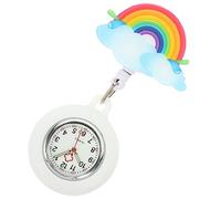 Warmhm Retractable Waterproof Nurse Watch for Women Rainbow Clip-On Fob Watch for Healthcare Professionals