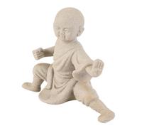 Warmhm Retro Ceramic Monk Sculpture Desktop Decor Smooth Polished Light Grey Table Ornament for Chic Home Feng Shui Decoration
