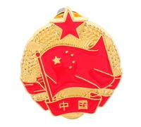 Warmhm Retro Five-Star Red Brooch Pin Alloy National Flag Lapel Badge for Clothes Backpacks Hats Patriotic Accessory for Independence Day Celebrations