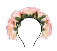Warmhm Rose Flowers Headband with Five Red Artificial Roses Floral Crown Wreath Bridal Headpiece for Wedding Party Festival Hair Accessory