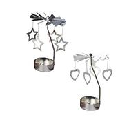 Warmhm Rotary Metal Candle Holder Set 2pcs Candle Spinner Decorative Heart and Star Design for Home and Garden