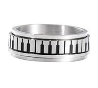 Warmhm Rotatable Stainless Steel Piano Keys Ring Fashionable Music Jewelry for Men and Women for Music Festival Enthusiasts