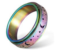 Warmhm Rotatable Titanium Steel Spinner Ring for Women Stylish Fidget Band Ring with Interactive Design Comfortable Fit and Versatile Statement Jewelry for Everyday Wear