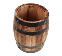 Warmhm Rustic Wooden Utensil Holder Vintage Carbonized Oak Cutlery Organizer for Kitchen Counter Chopstick Storage Barrel for Spoons Forks Natural Wood Texture for Dining Table and