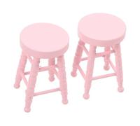 Warmhm Scale Miniature Wooden Stool Realistic Dollhouse Furniture Accessories for Micro Scenes Compact High-leg Small Round Seat for Dollhouse Cafes Bars Living Spaces Pink