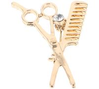 Warmhm Scissor and Comb Brooch Pin Barber Brooch Pin Crystal Rhinestone Barber Clothes Safety Pin for Fashion Barber Hair Stylist Dresser Jewelry